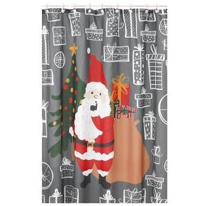 Santa claus shower curtain and hooks